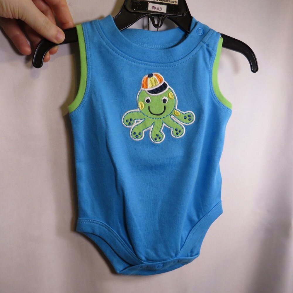 Baby Octopus Bodysuit Embroidered 100% Cotton 0-3Mts